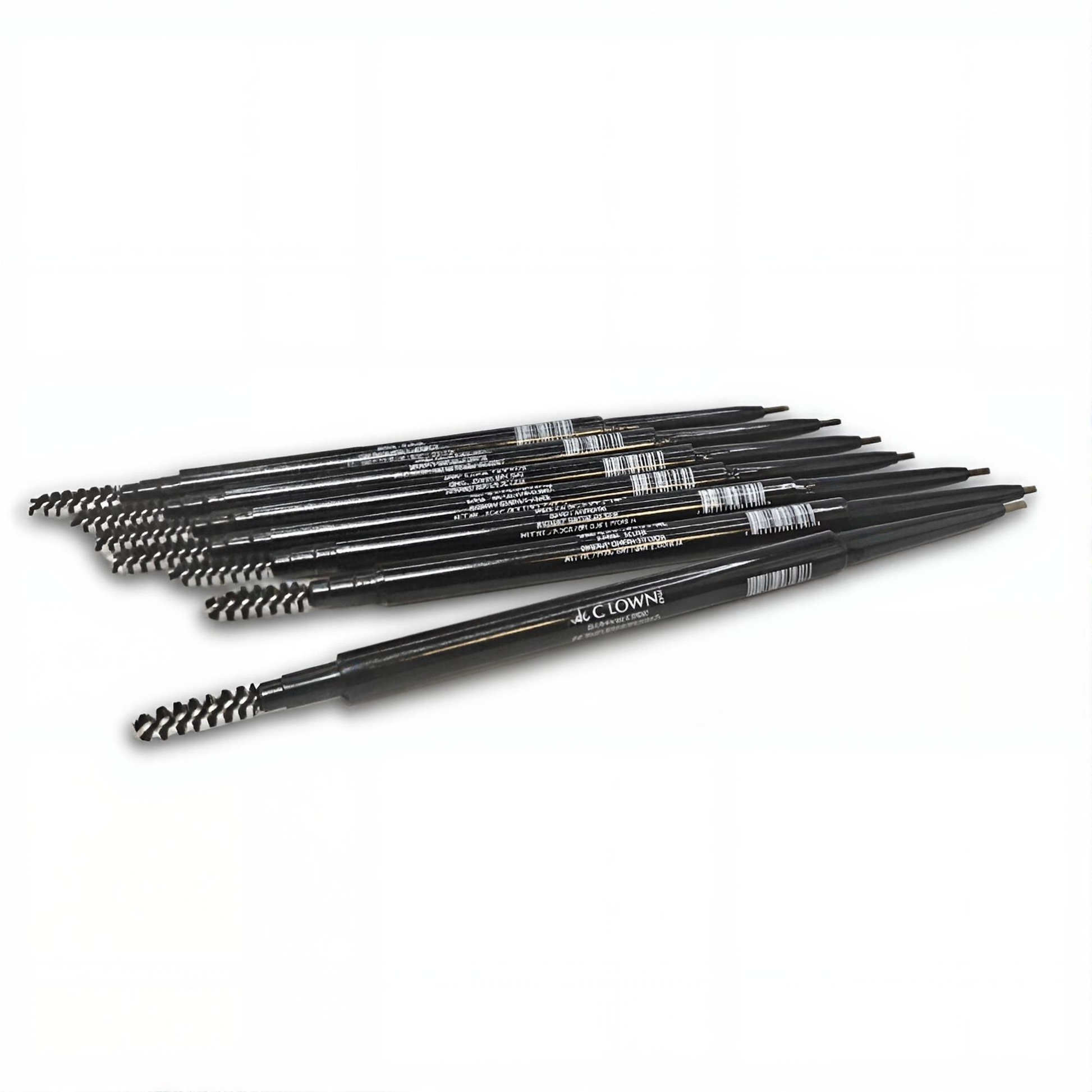 Set of black eyeliner pencils on a white background