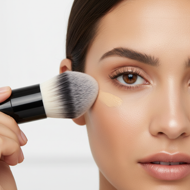 SS018 pointed kabuki brush lifestyle image showing precise application