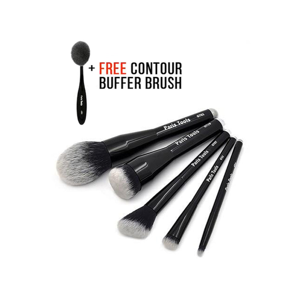 5PC Face and Eye Brush Set + FREE Contour Buffer