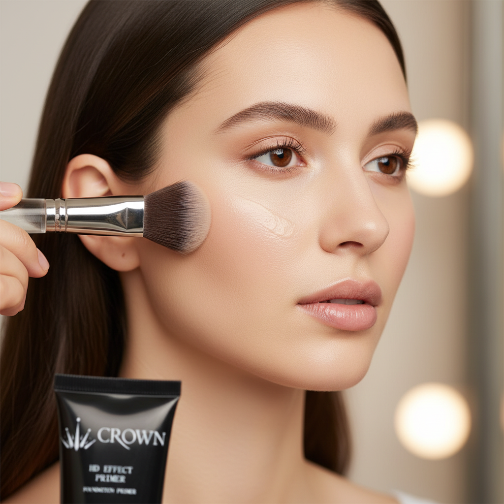 HD Effect Primer FP01 being applied to face showing smooth blurring effect on skin