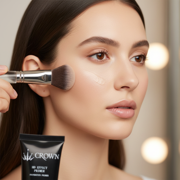 HD Effect Primer FP01 being applied to face showing smooth blurring effect on skin