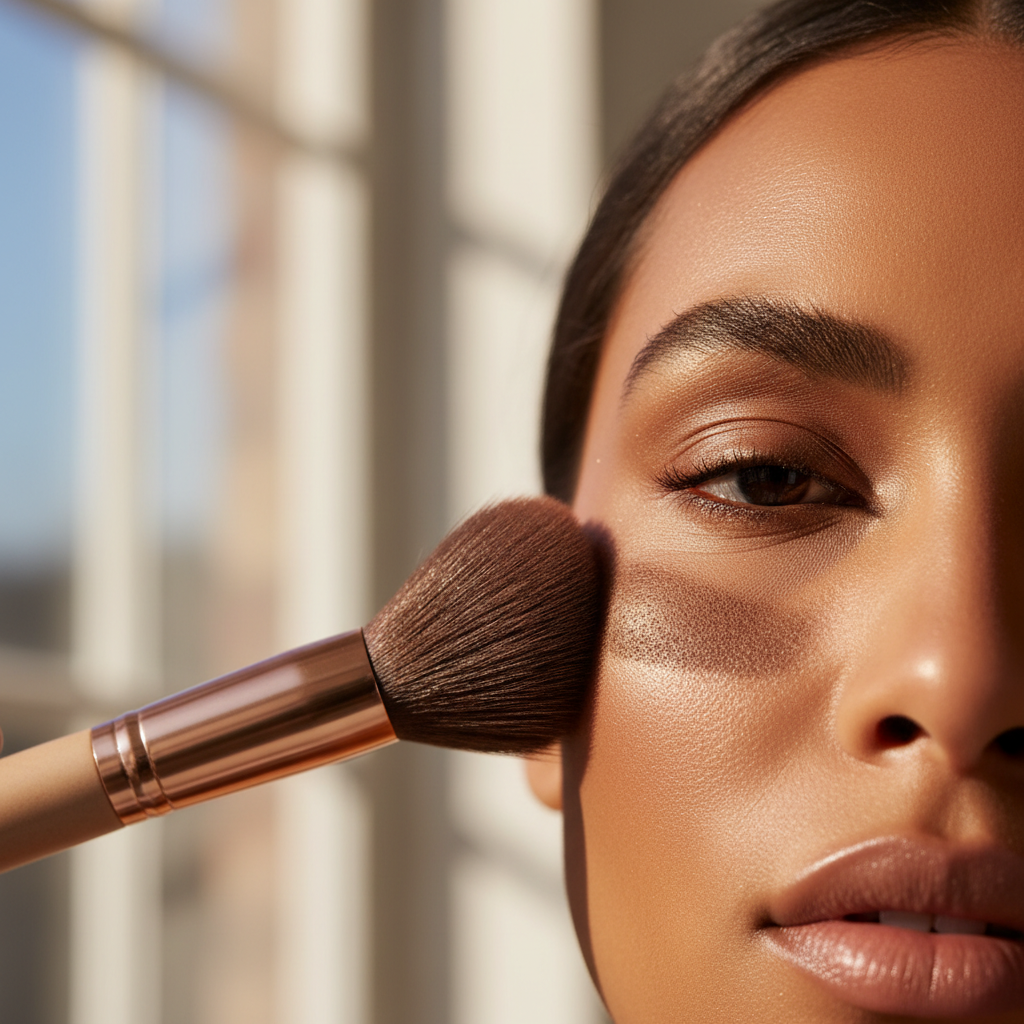 BR3 dark bronzer lifestyle image showing sun-kissed glow