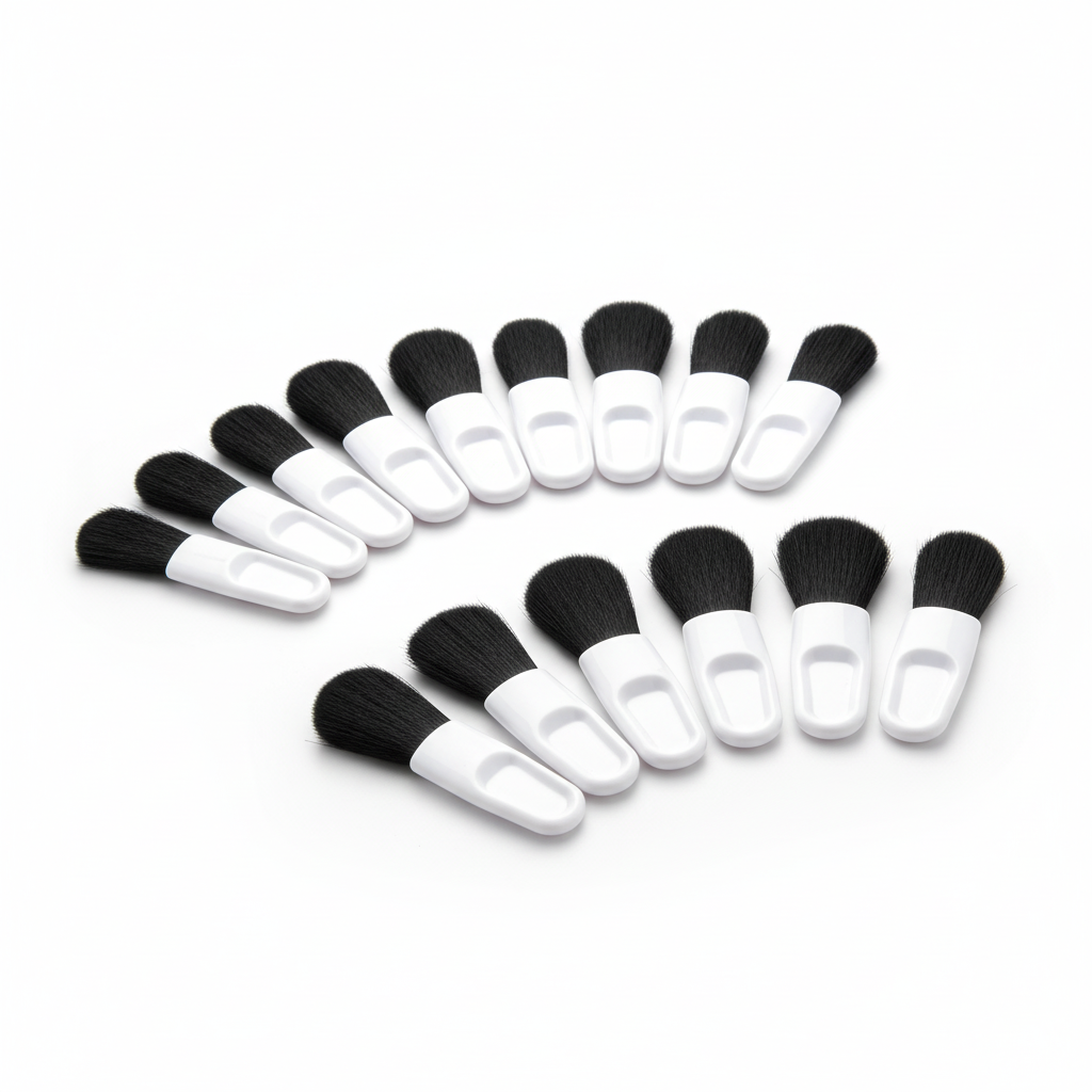 Crown disposable mini blush brushes arranged on clean surface