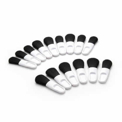 Crown disposable mini blush brushes arranged on clean surface