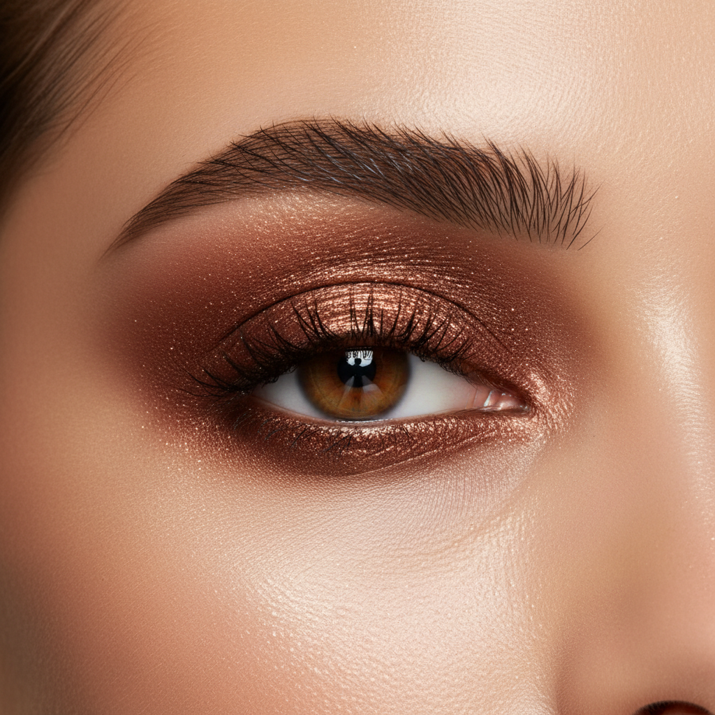 LA02 deep shimmering bronze liquid eyeshadow lifestyle image