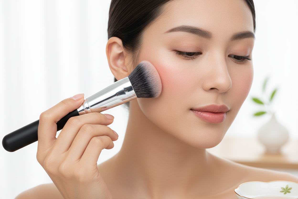C519 Pro Lush Blush Brush In Use