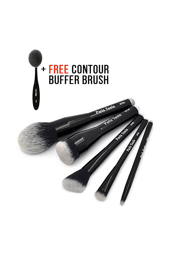 5PC Face and Eye Brush Set + FREE Contour Buffer - Crown